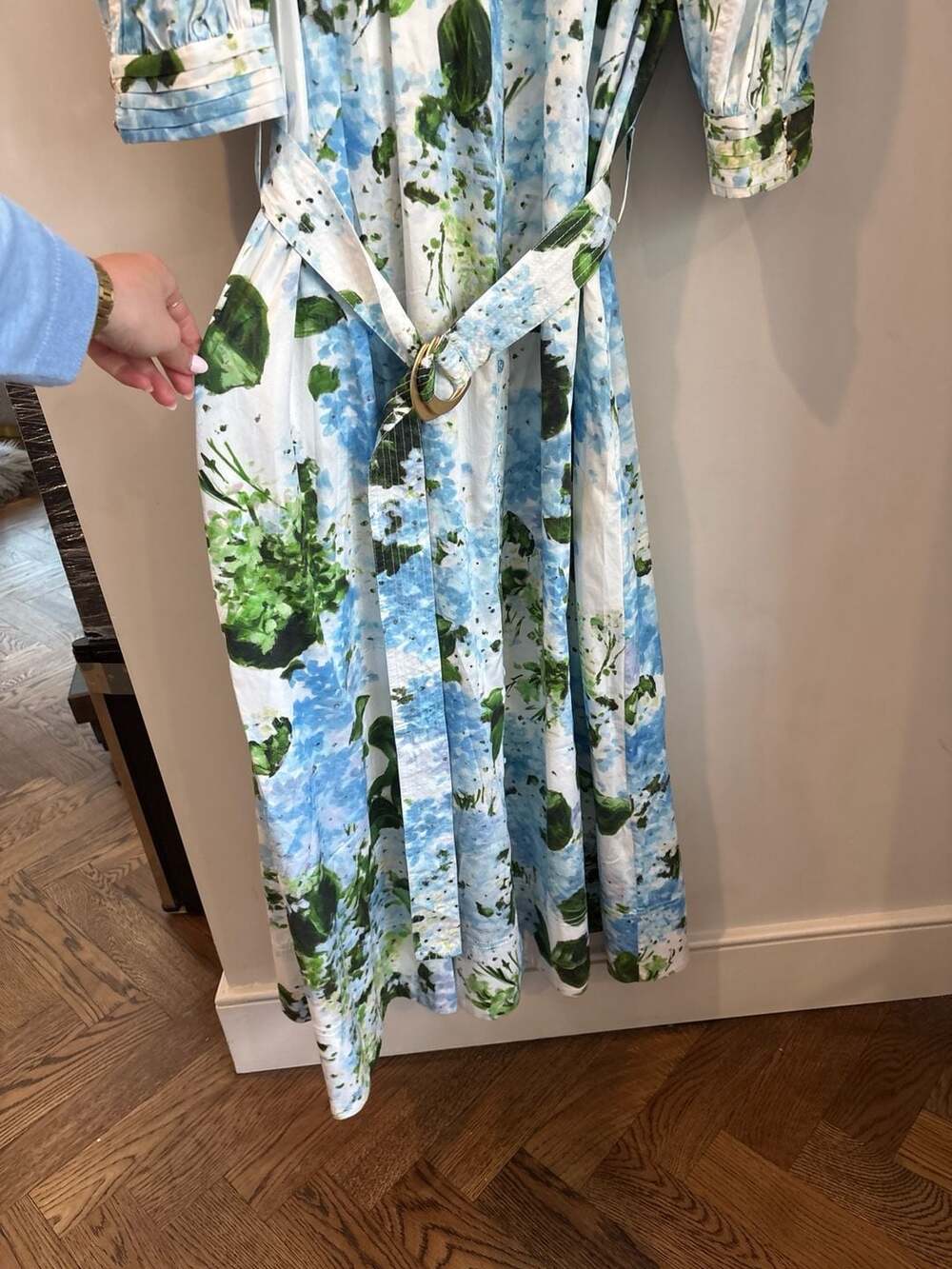 Aje. Belted Floral-Print Linen Midi Dress size 10 - Picture 11 of 11